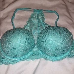 Light blue PINK front clasp lace bra
